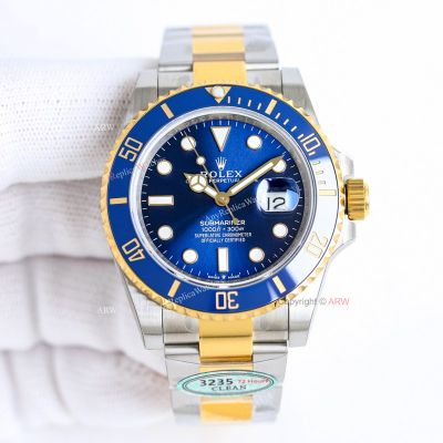 Clean Factory Rolex Submariner 3235 Blue Face Watch 41mm
